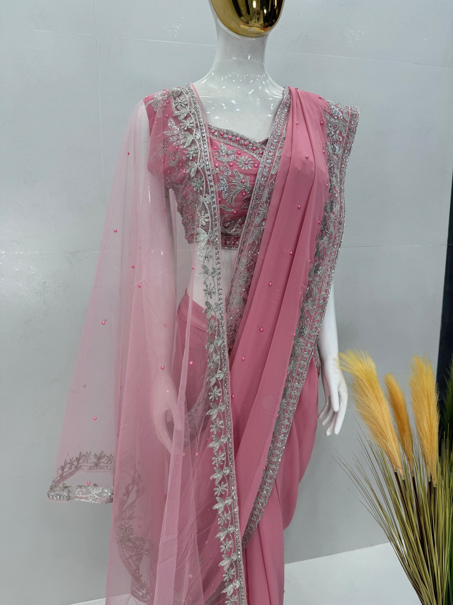 Designer Bridal Dupatta Saree - WishTown Fashion Club®