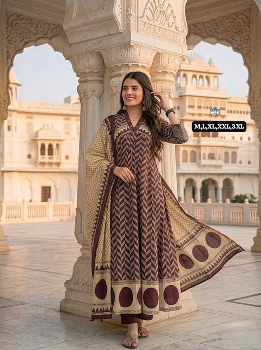 wine aline kurti set with dori detailing and stylish plazzo ethnic outfit - WishTown Fashion Club