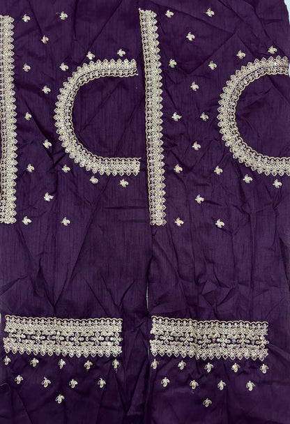 Flat lay of wine Rangoli silk saree and embroidered Banglori silk blouse complete set - WishTown Fashion Club