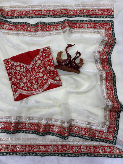 Premium Space Silk with Embroidery work - WishTown Fashion Club®