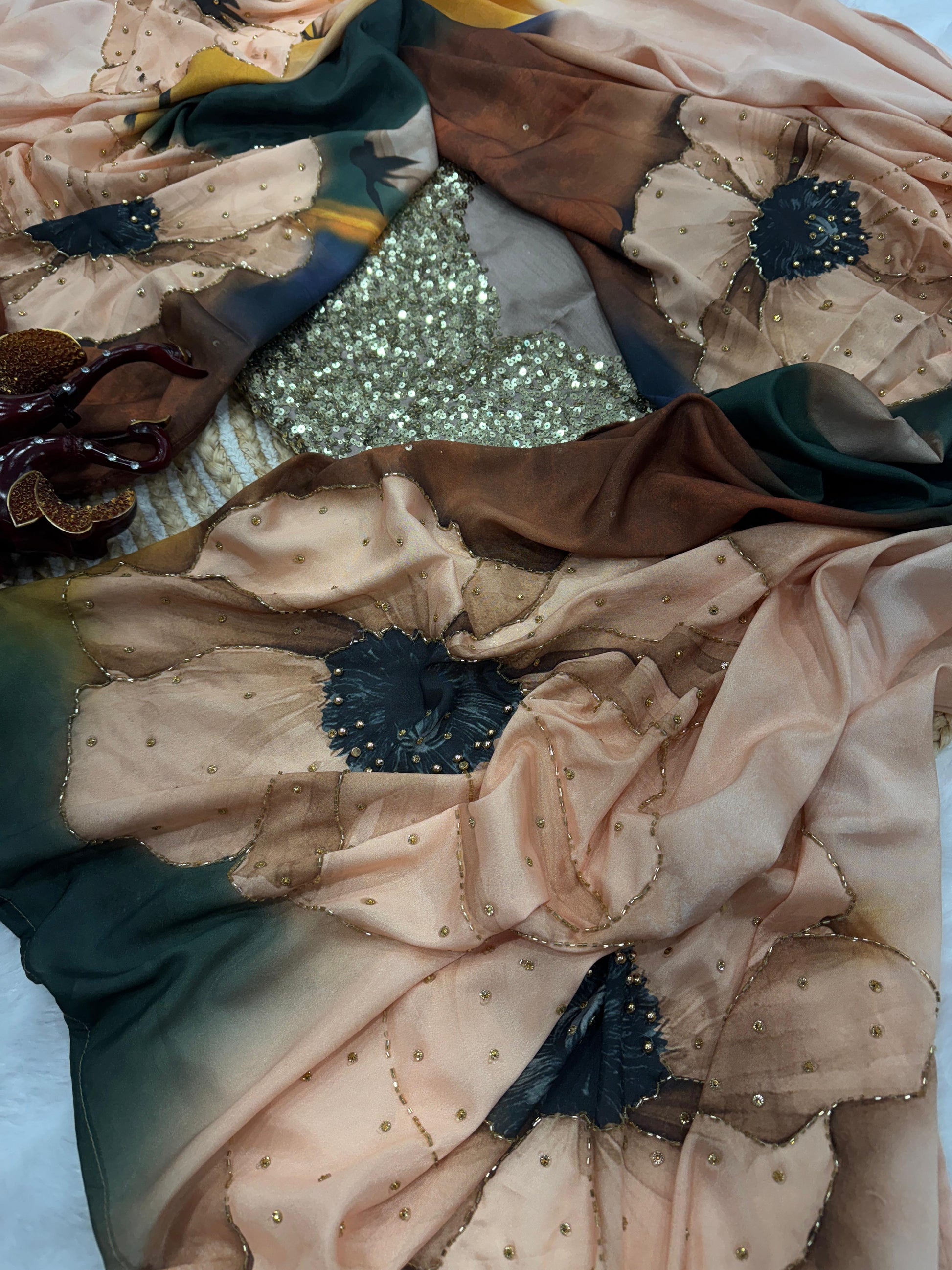 Floral Handwork Saree - WishTown Fashion Club®