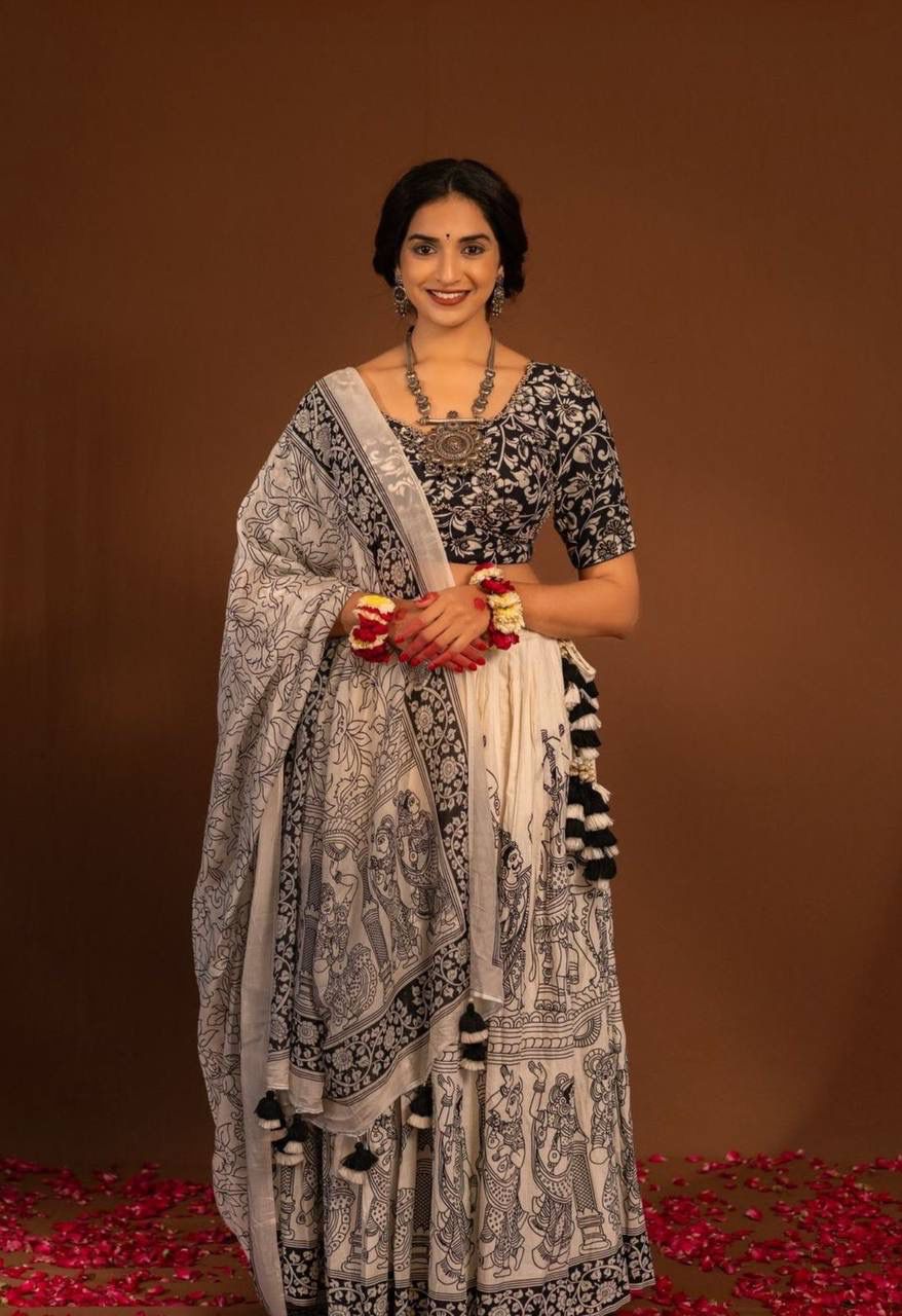Kalamkari Lehenga Choli Set - WishTown Fashion Club®