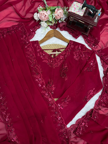 Designer Saree with Dupatta - WishTown Fashion Club®