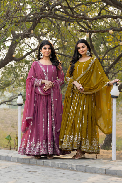 Long Gown and Dupatta Set - WishTown Fashion Club®
