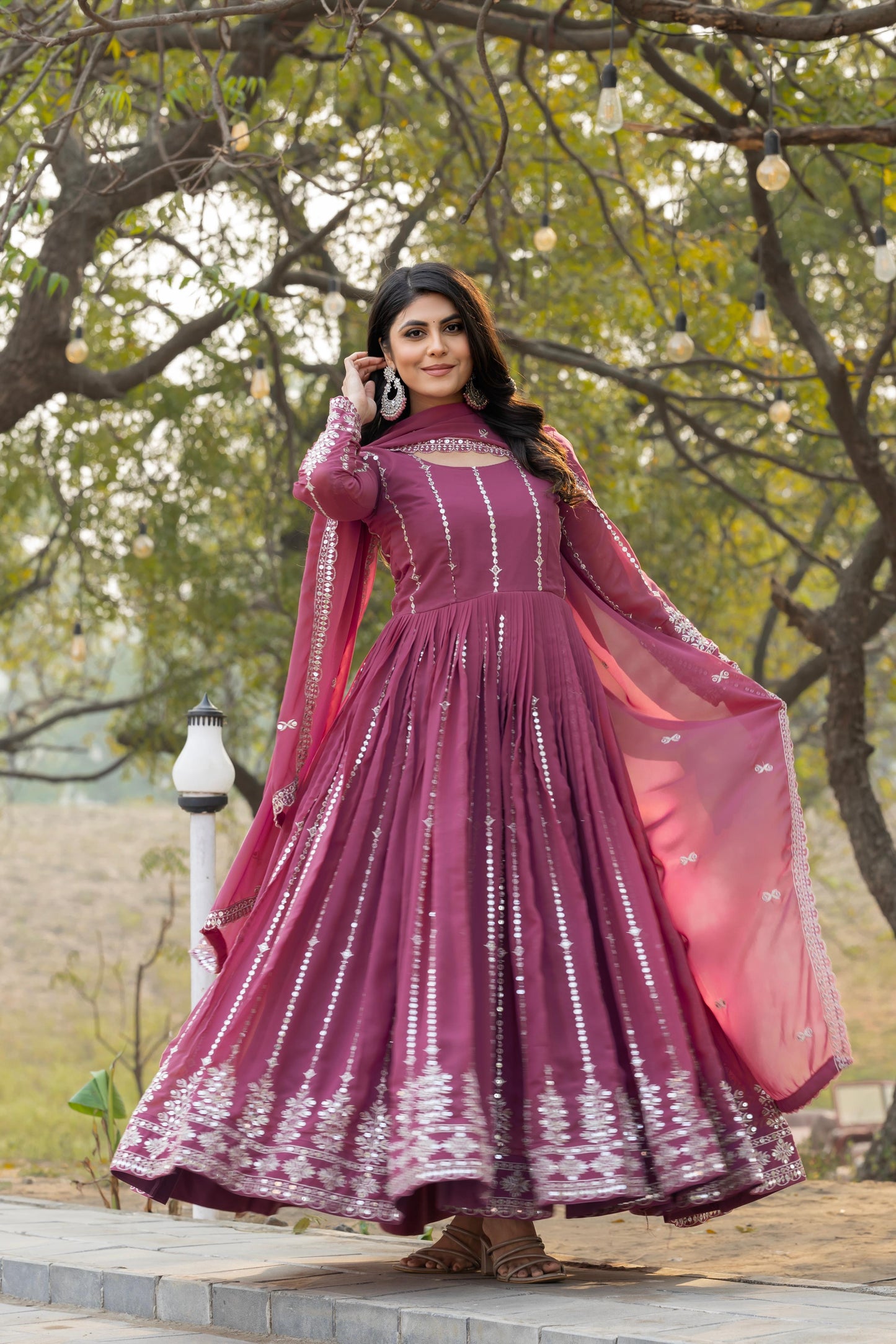 Long Gown and Dupatta Set - WishTown Fashion Club®
