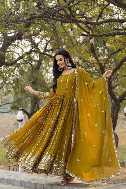 Long Gown and Dupatta Set - WishTown Fashion Club®