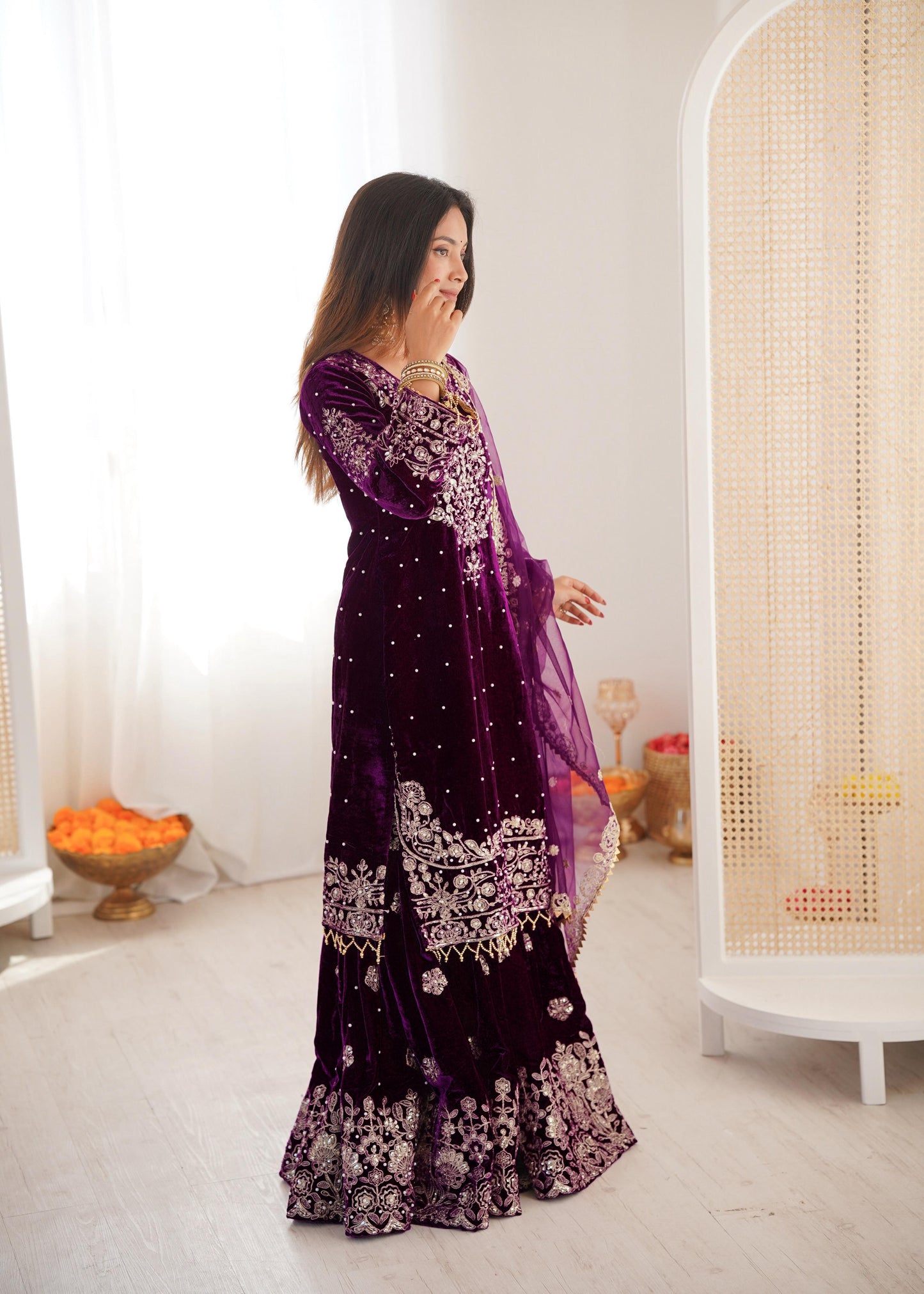 Velvet Top Sharara Set - WishTown Fashion Club®