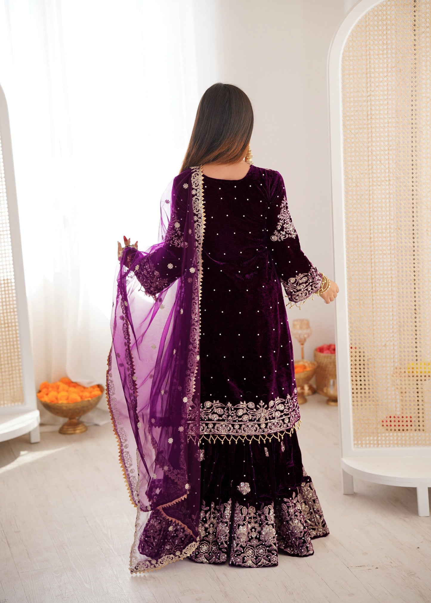 Velvet Top Sharara Set - WishTown Fashion Club®