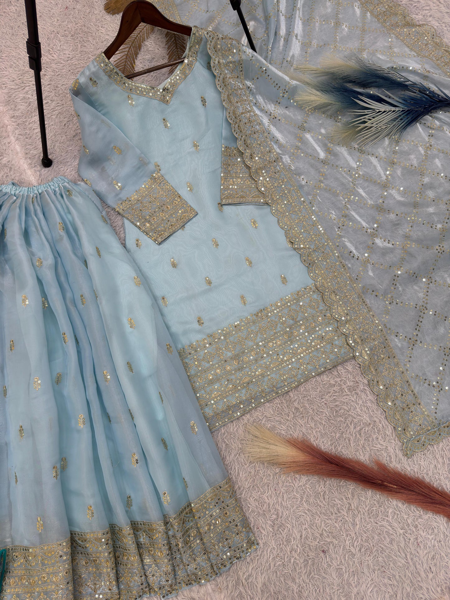 Top Plazzo and Dupatta set - WishTown Fashion Club®