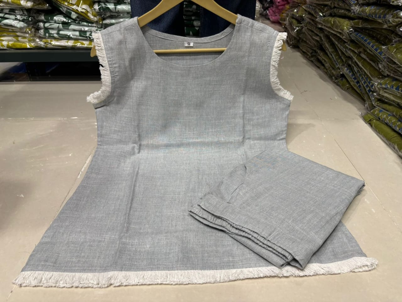 Gray all-season co-ord set crafted from premium South cotton with a 24+ inch top and 38 inch palazzo for a relaxed fit – WishTown Fashion Club