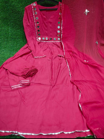 Anarkali kurti pant and dupatta set - WishTown Fashion Club®