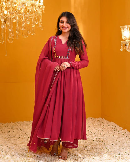 Anarkali kurti pant and dupatta set - WishTown Fashion Club®