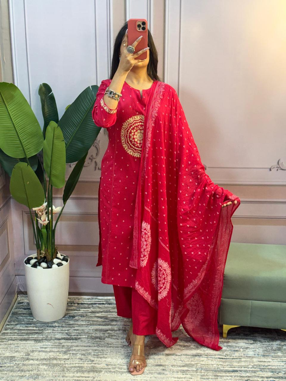 Beautiful cotton kurti pant and dupatta set - WishTown Fashion Club®