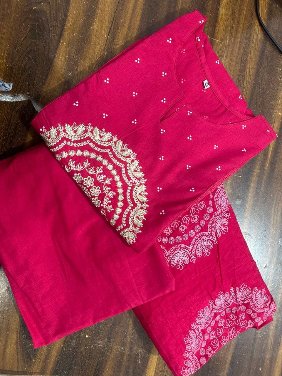 Beautiful cotton kurti pant and dupatta set - WishTown Fashion Club®