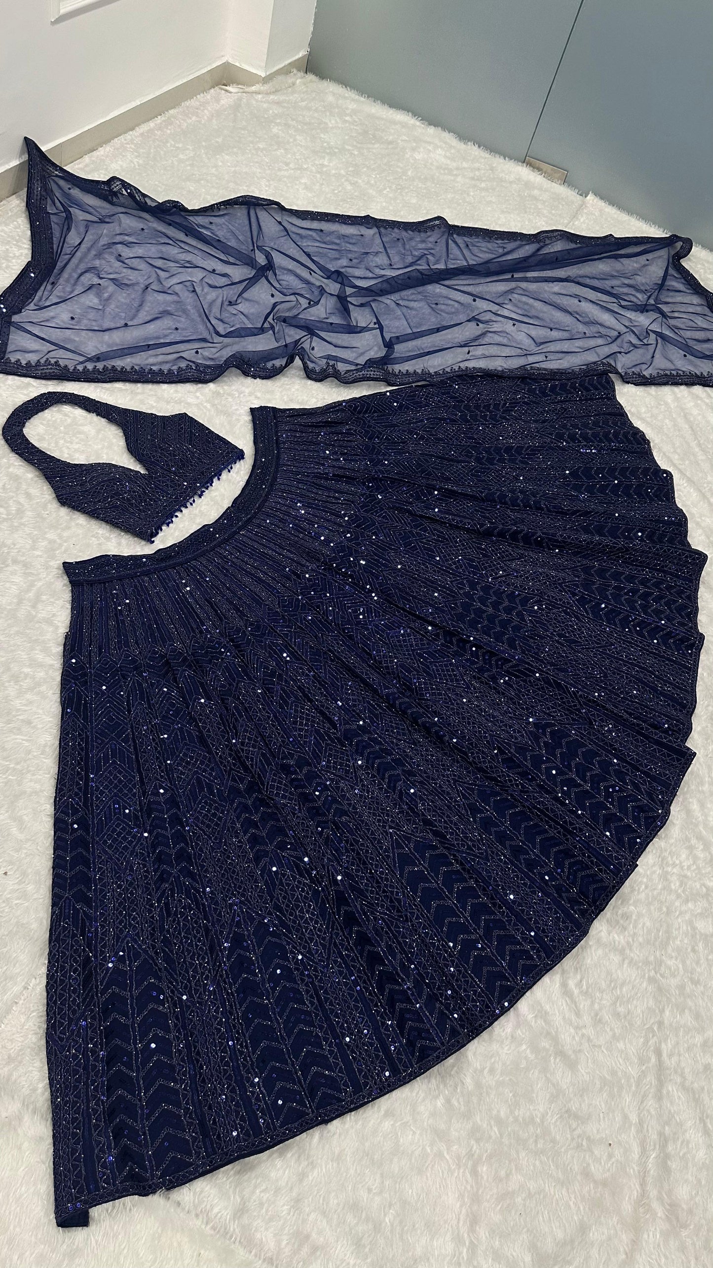 Beautifully crafted net lehenga set - WishTown Fashion Club®