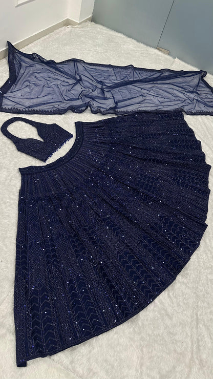 Beautifully crafted net lehenga set - WishTown Fashion Club®