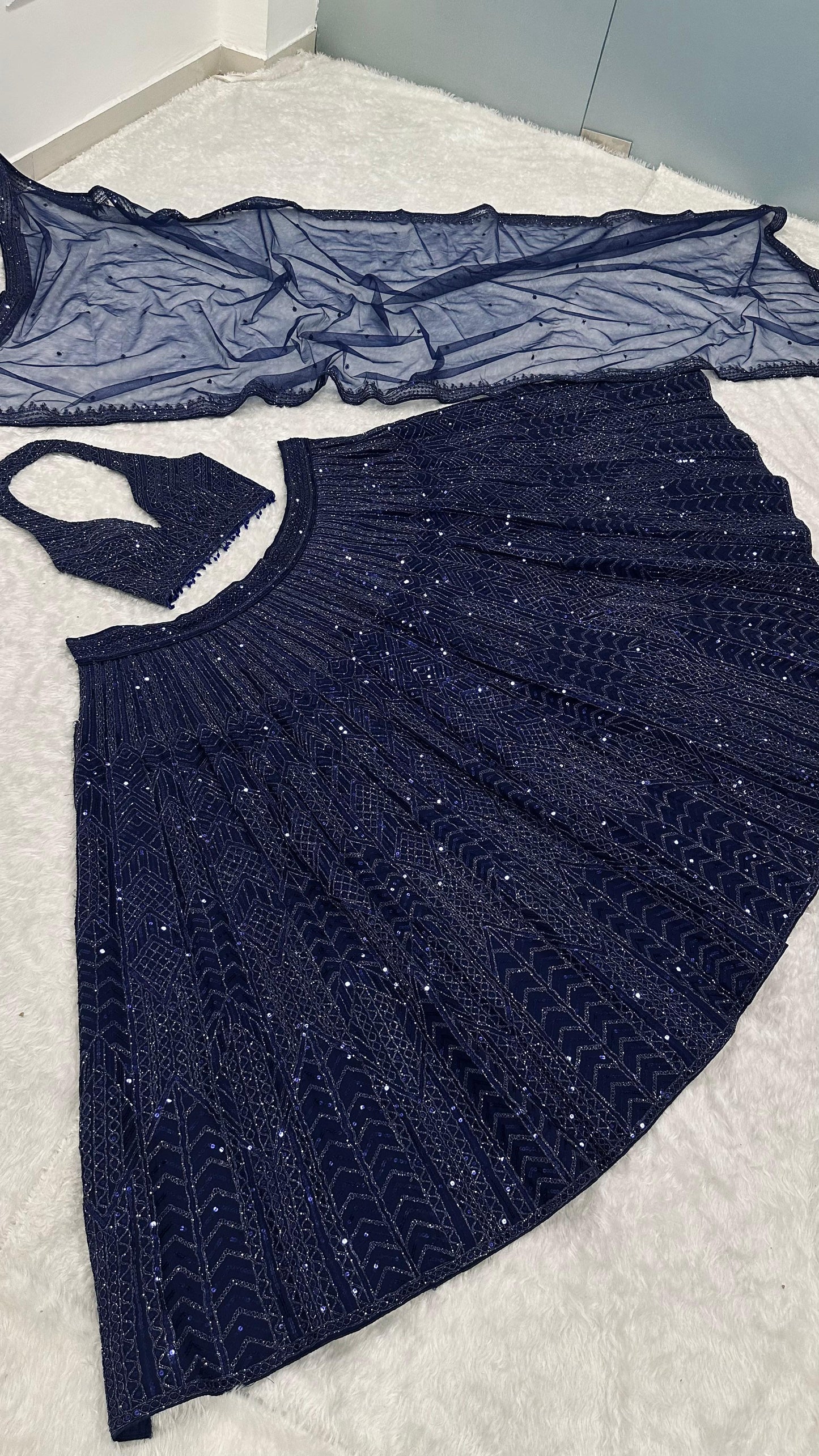 Beautifully crafted net lehenga set - WishTown Fashion Club®