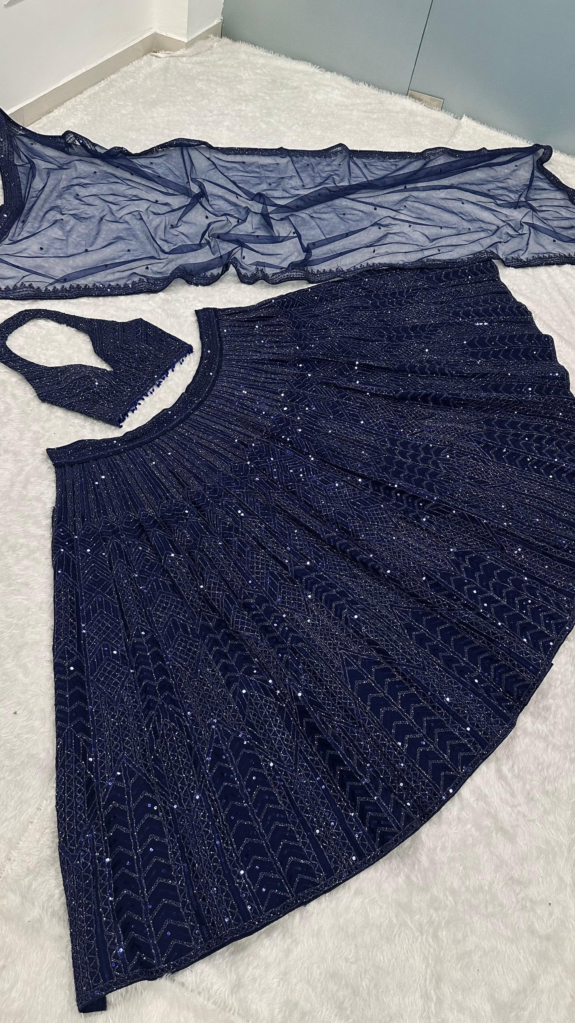 Beautifully crafted net lehenga set - WishTown Fashion Club®