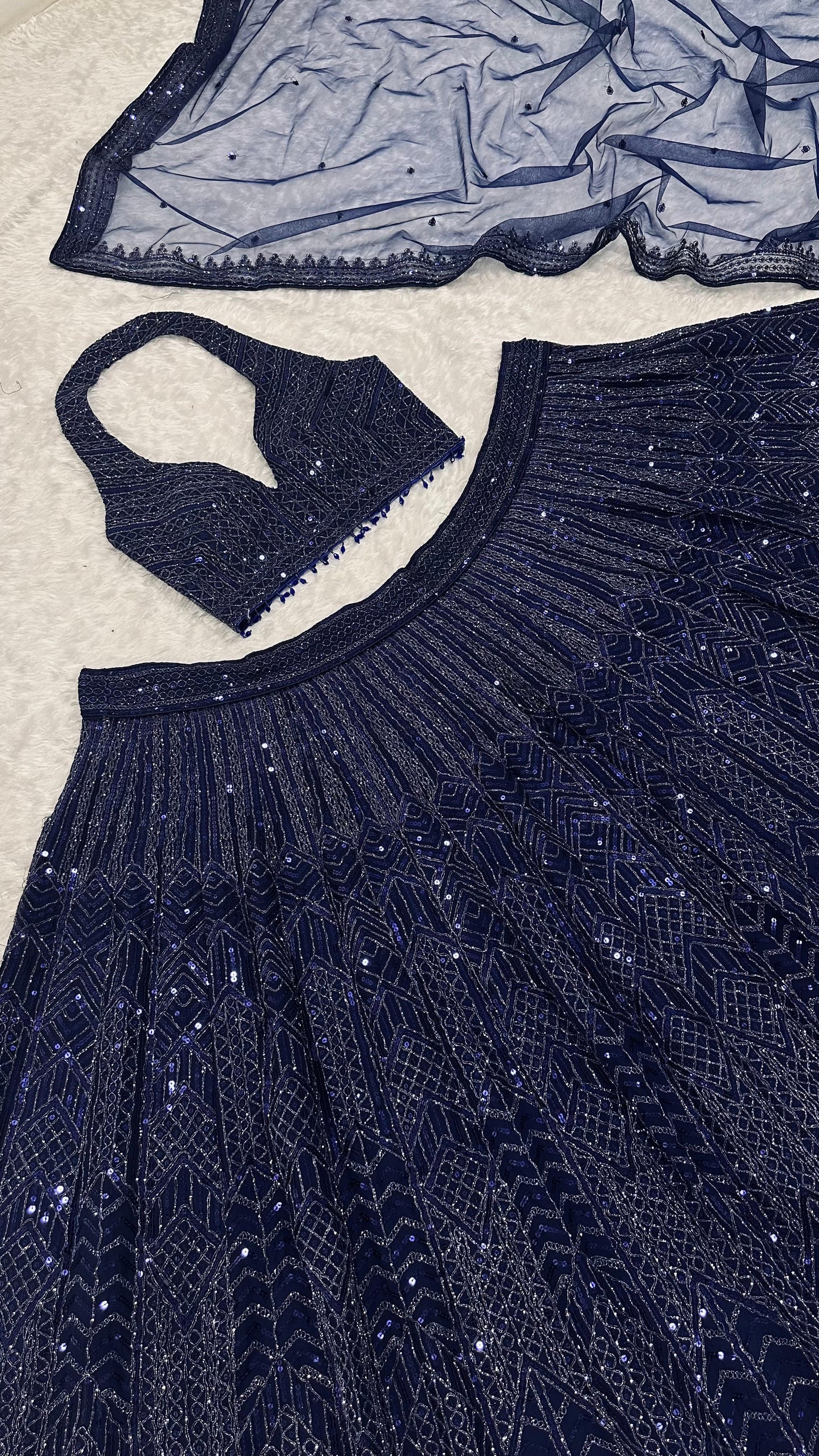 Beautifully crafted net lehenga set - WishTown Fashion Club®