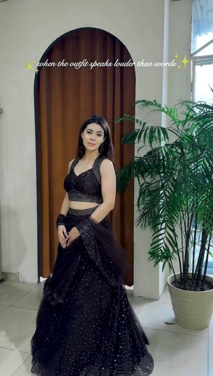 Black net lehenga set - WishTown Fashion Club®