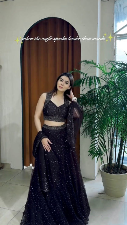 Black net lehenga set - WishTown Fashion Club®