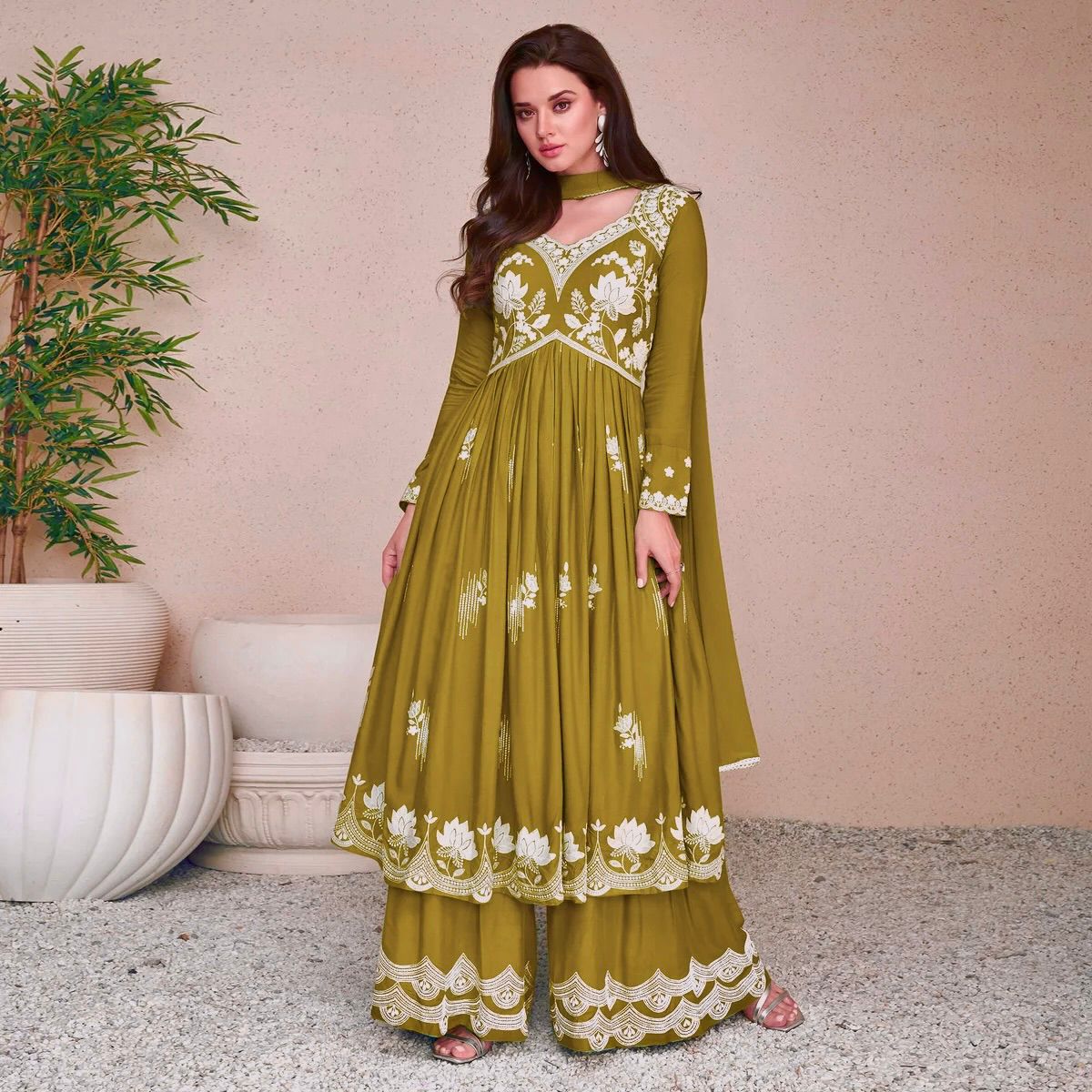 Anarkali gown plazzo set - WishTown Fashion Club®