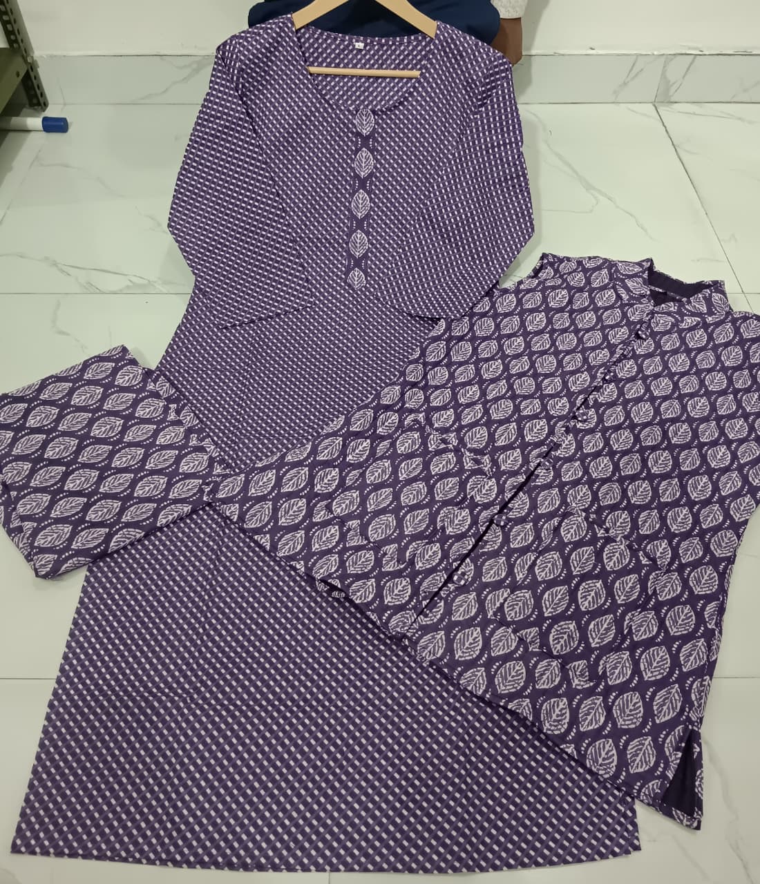Purple winter kurti pant set highlighting soft quilted cotton jacket – WishTown Fashion Club