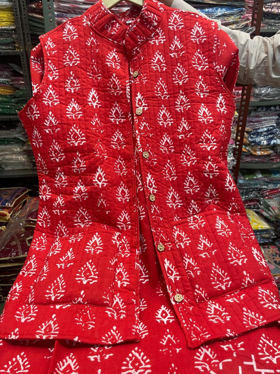 Kurti pant set with a quilted jacket - WishTown Fashion Club®