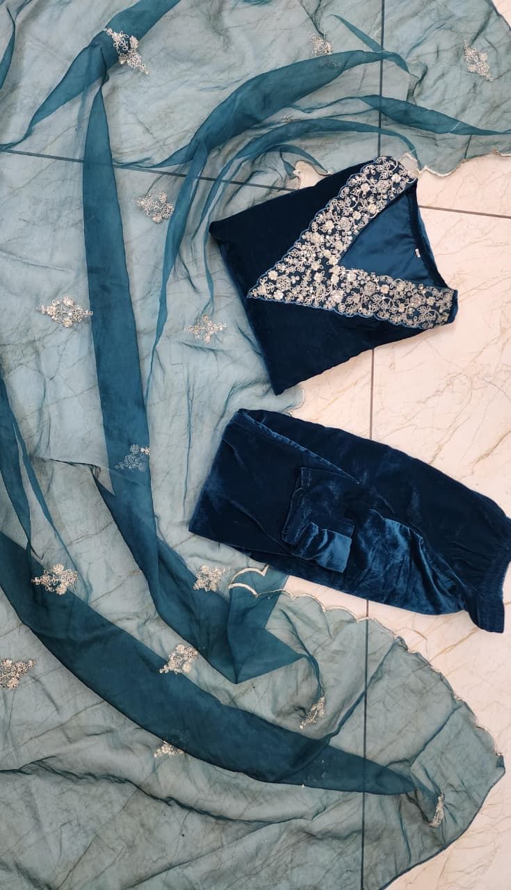 Crafted in rich velvet set - WishTown Fashion Club®
