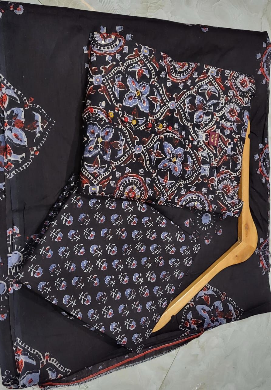 Three piece cotton kurta pant dupatta set - WishTown Fashion Club®