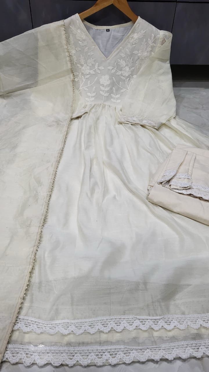 Anarkali gown pant with dupatta set - WishTown Fashion Club®