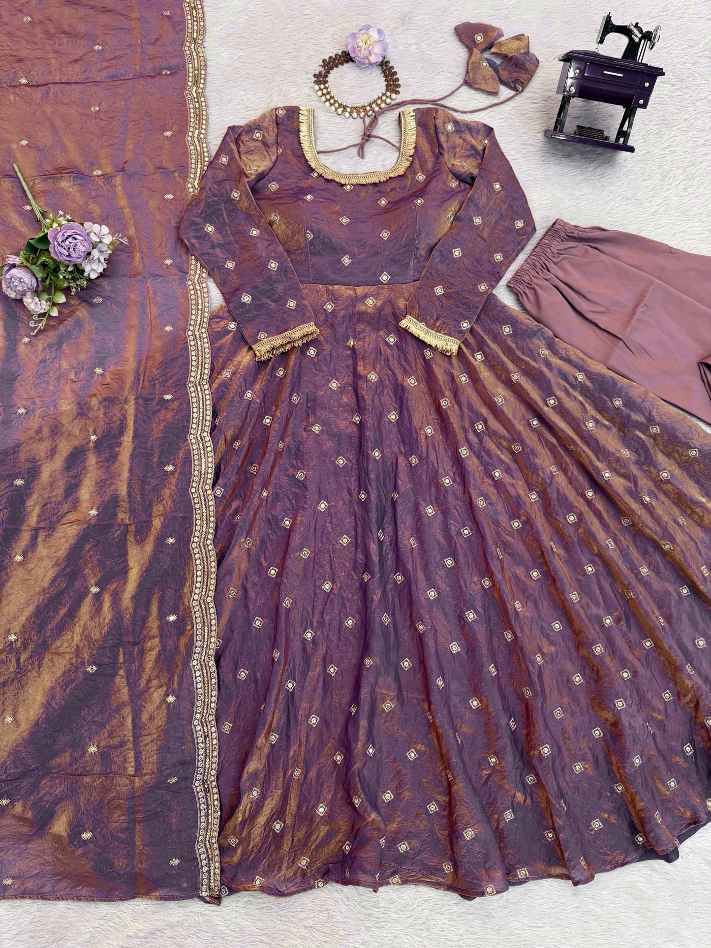 Gown pant with dupatta set - WishTown Fashion Club®