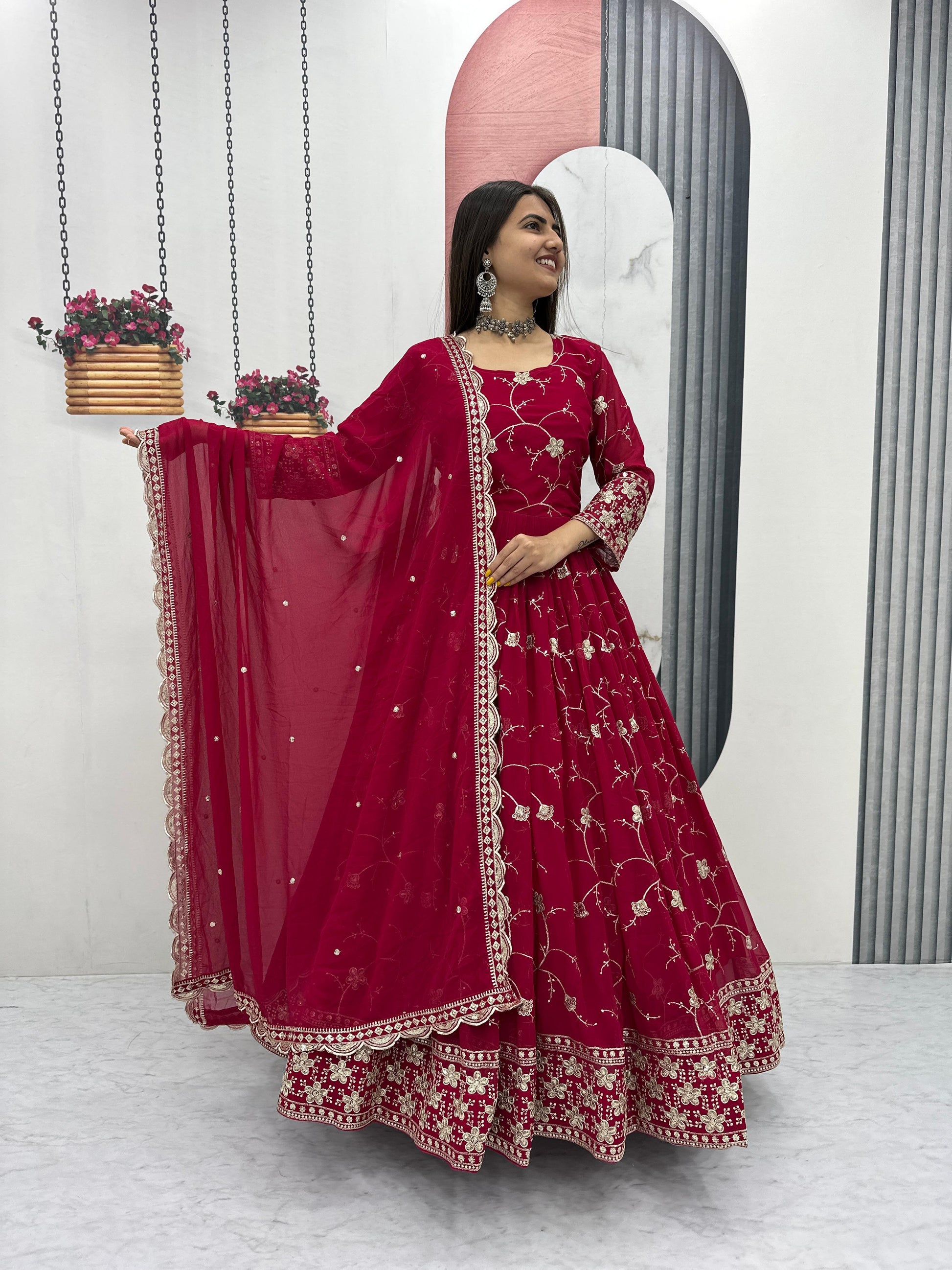 Gown and dupatta set - WishTown Fashion Club®