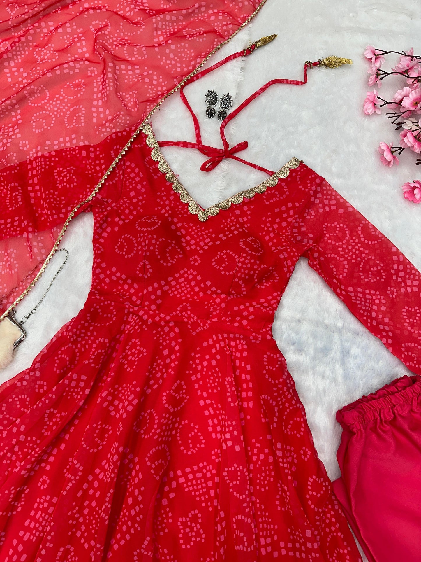 Pure organza silk Anarkali suit set - WishTown Fashion Club®