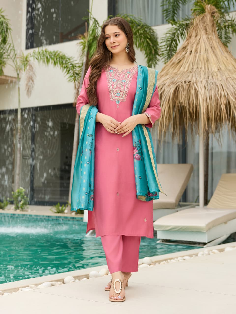 Chanderi silk kurta set - WishTown Fashion Club®