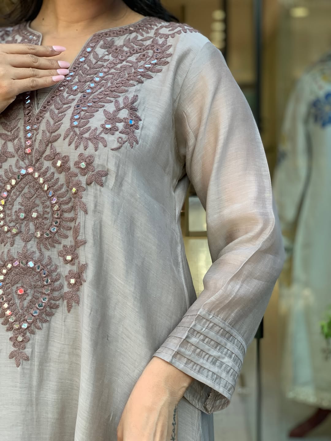 Muslin cotton suit set embroidery work - WishTown Fashion Club®