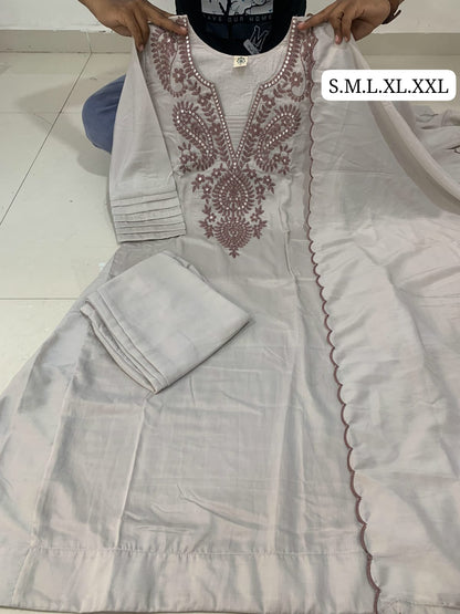 Muslin cotton suit set embroidery work - WishTown Fashion Club®