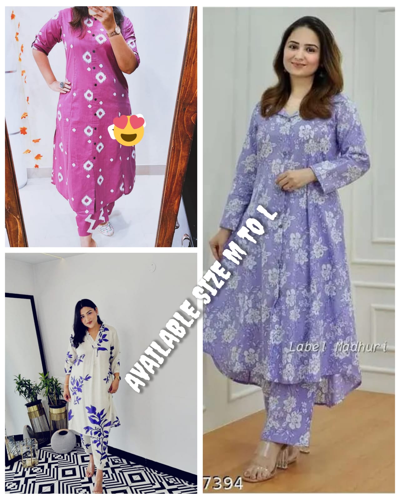 Multicolour ladies three piece combo set front and back view - WishTown Fashion Club