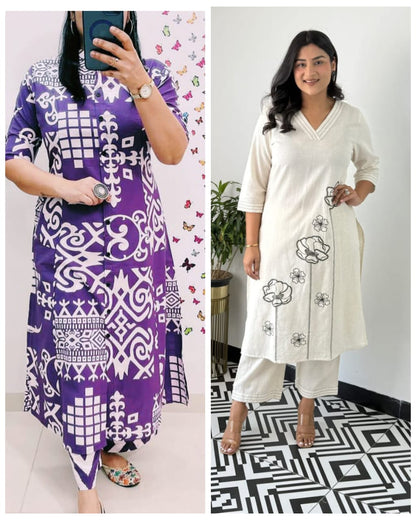 Multicolour ladies fashion combo set front and back view - WishTown Fashion Club