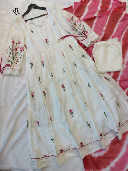 White elegant Anarkali suit perfect for weddings and festivities - WishTown Fashion Club