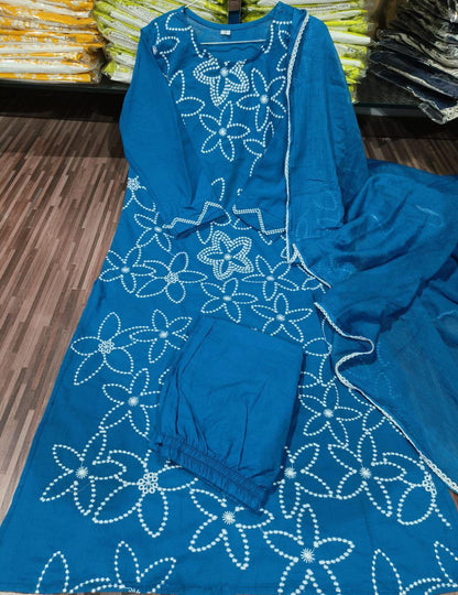 Blue lightweight cotton co-ord set everyday ethnic styling - WishTown Fashion Club