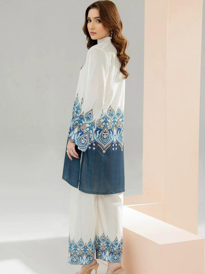 White work wear cotton co ord set 40 inch kurti stylish pose - WishTown Fashion Club