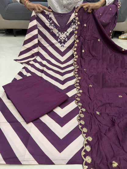 Wine wedding special suit set with Maharaja silk pant full length look - WishTown Fashion Club