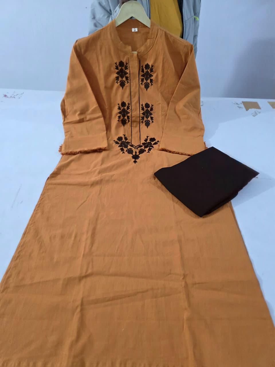 Brown smart ethnic kurti pant set full length look - WishTown Fashion Club