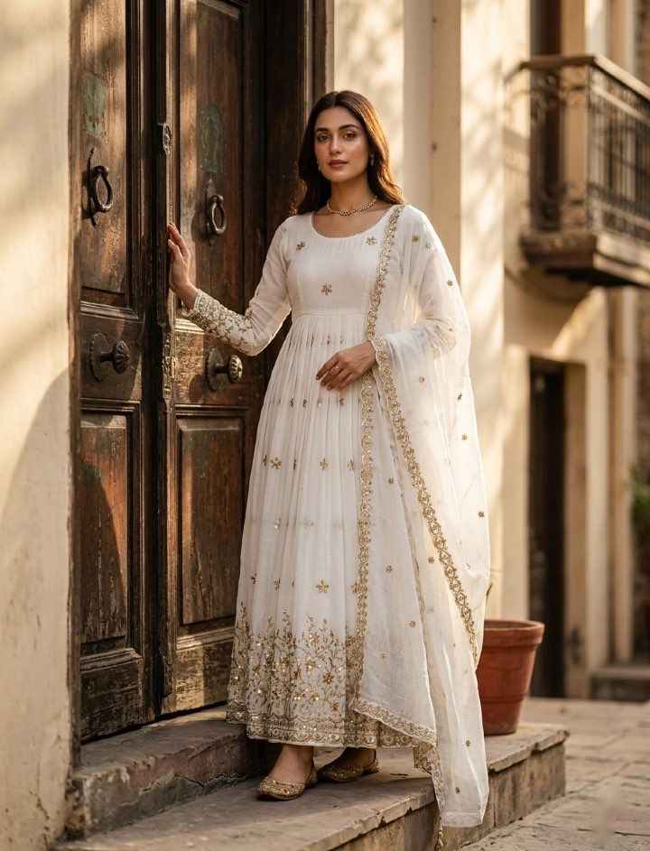 Designer Gown Pant Dupatta Set