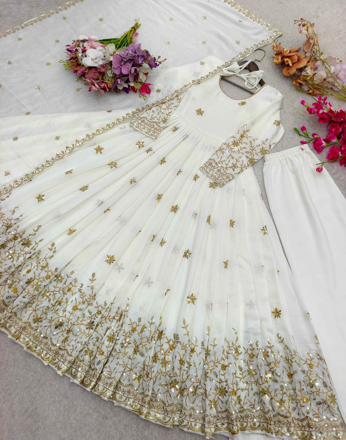 Designer Gown Pant Dupatta Set