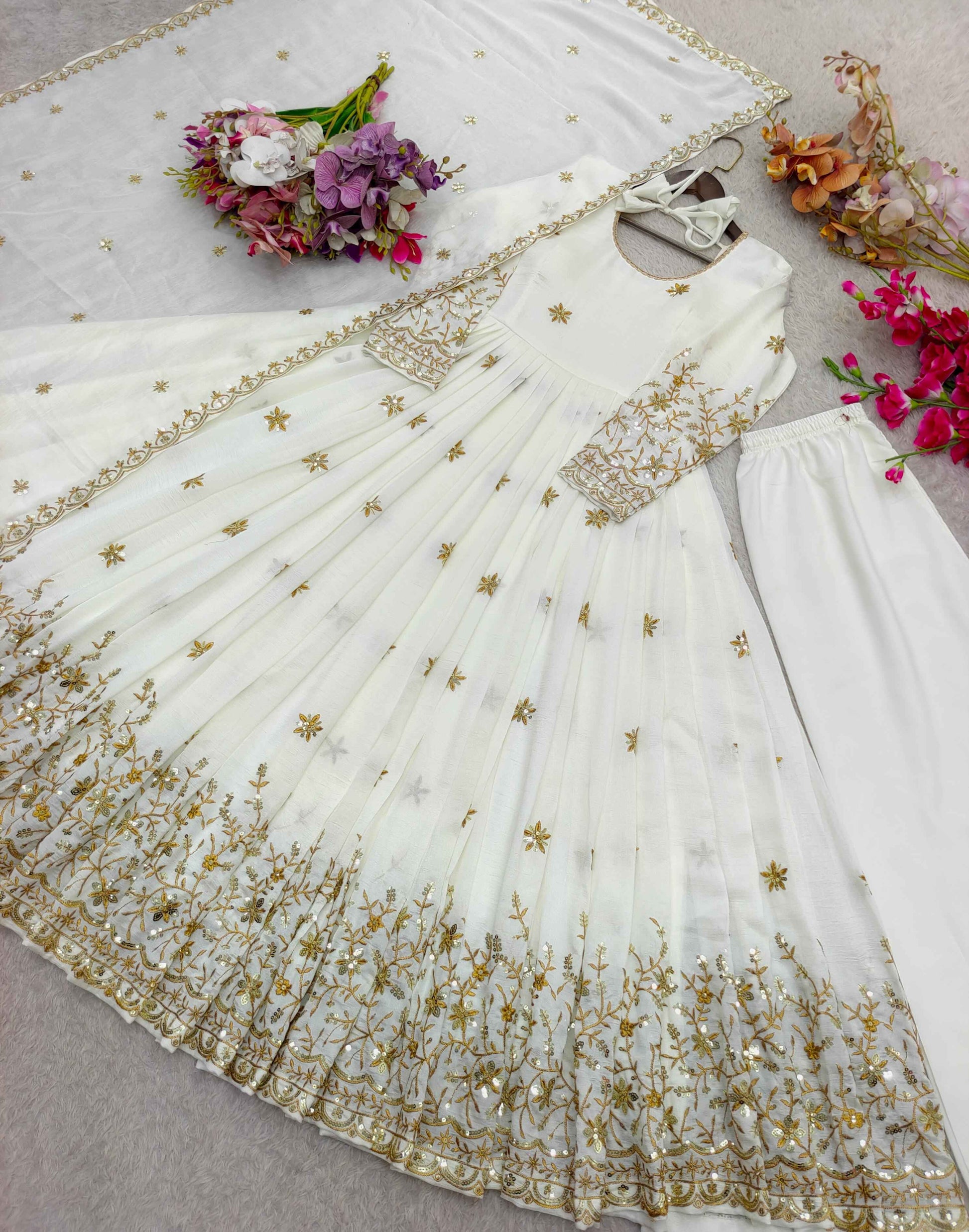 Designer Gown Pant Dupatta Set
