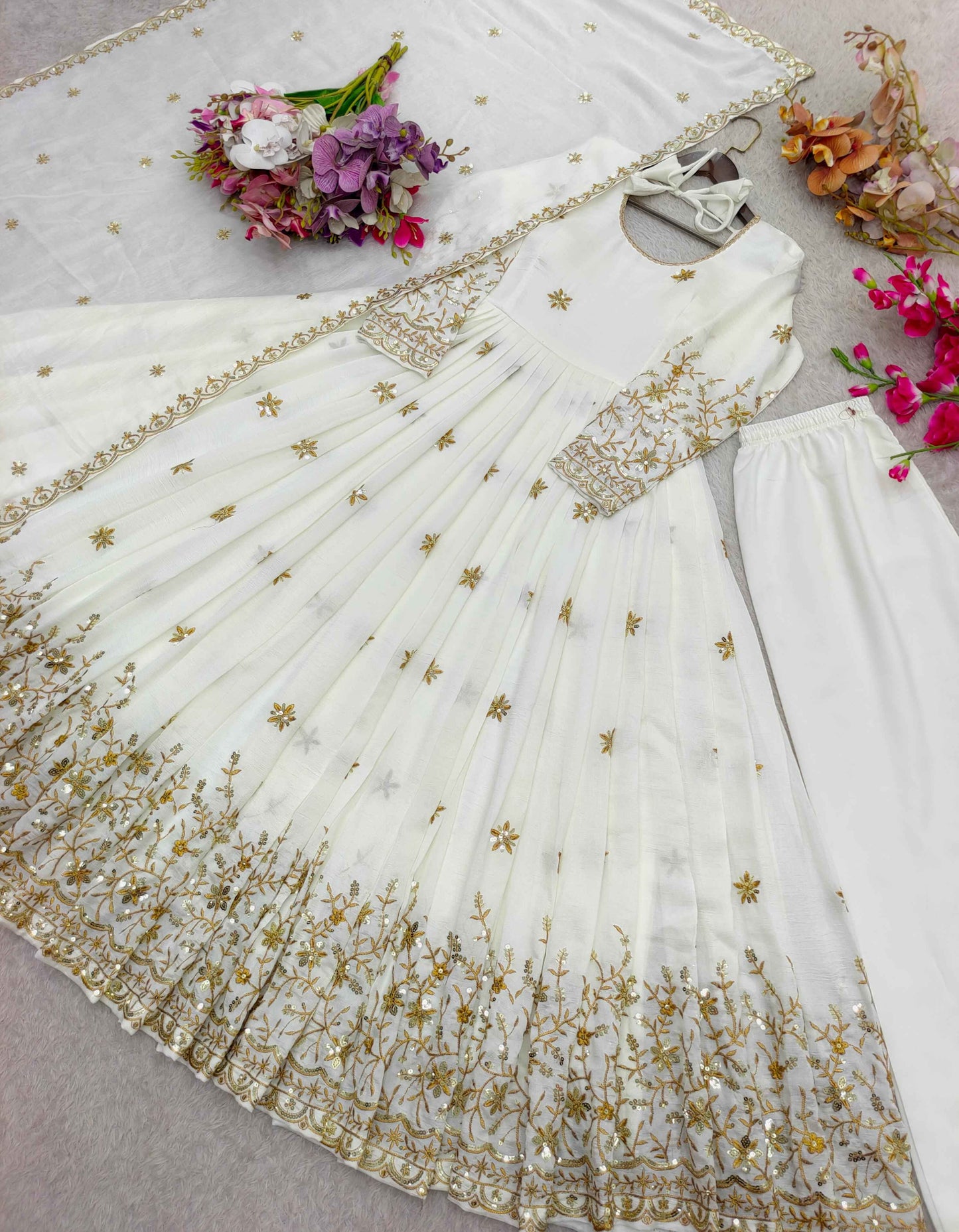 Designer Gown Pant Dupatta Set