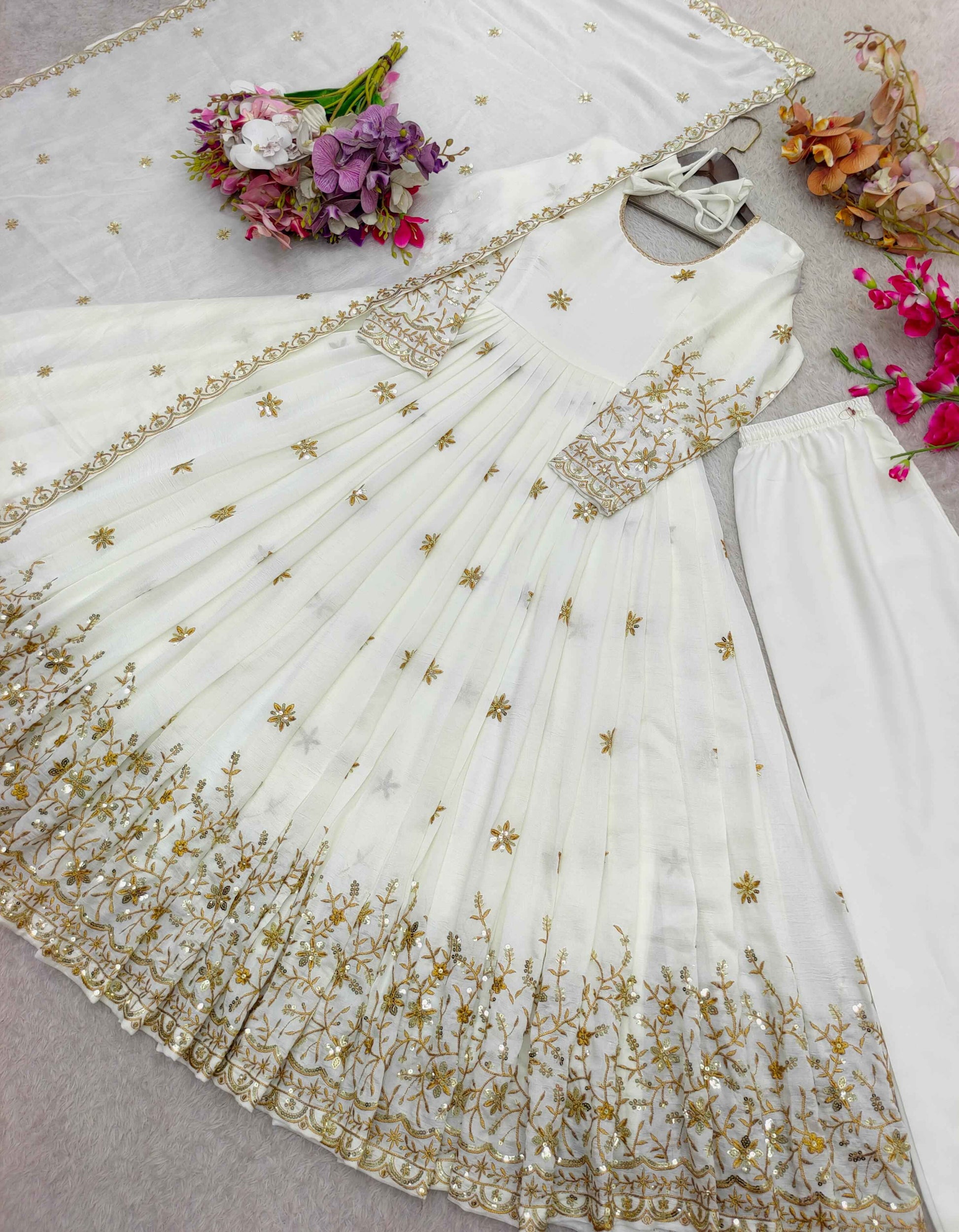 Designer Gown Pant Dupatta Set