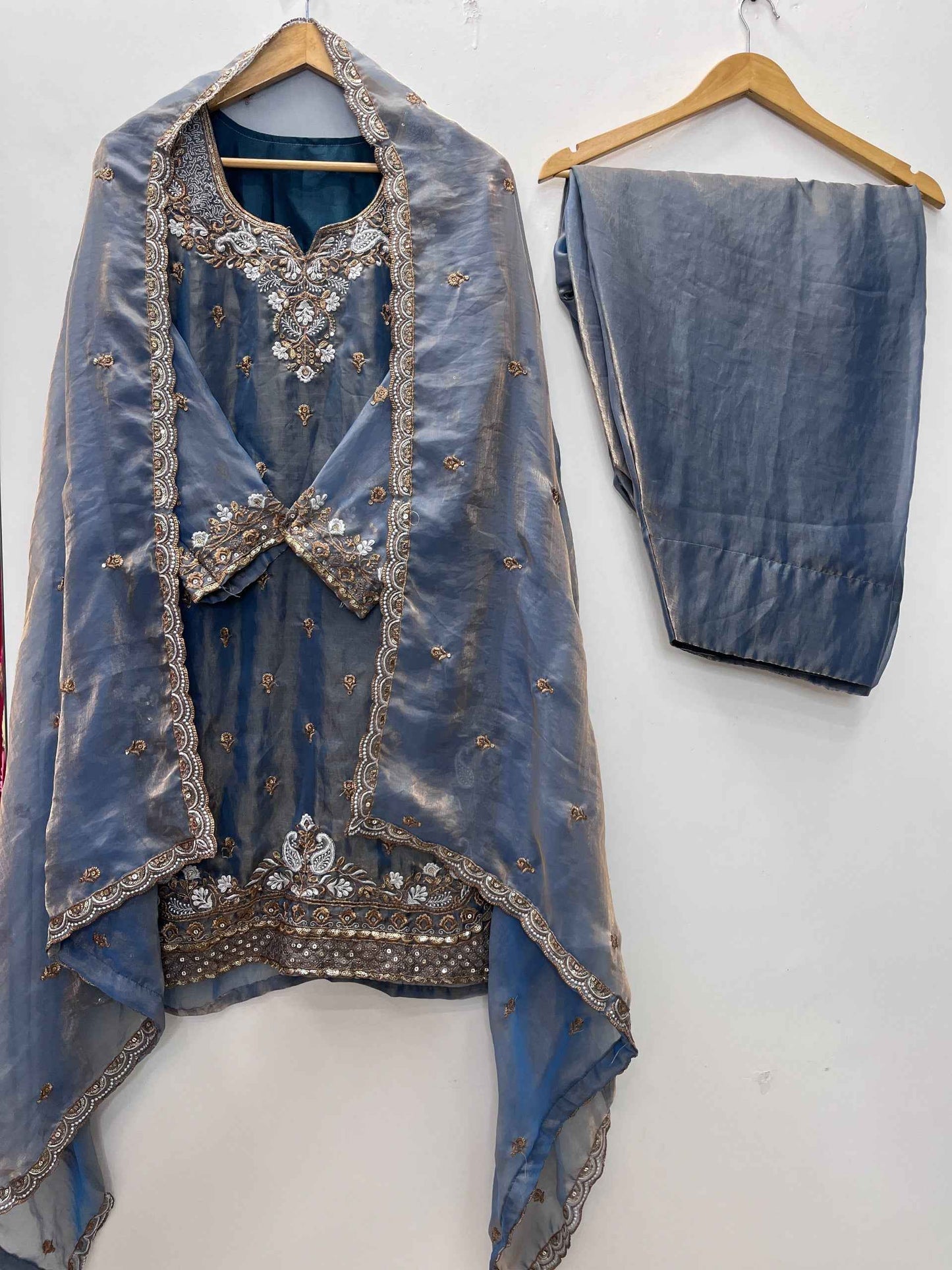 Fendy Fabric Embroidered Plazzo Set